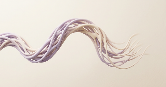 Matte 3D flowing nerve fiber bundle in soft lavender and cream