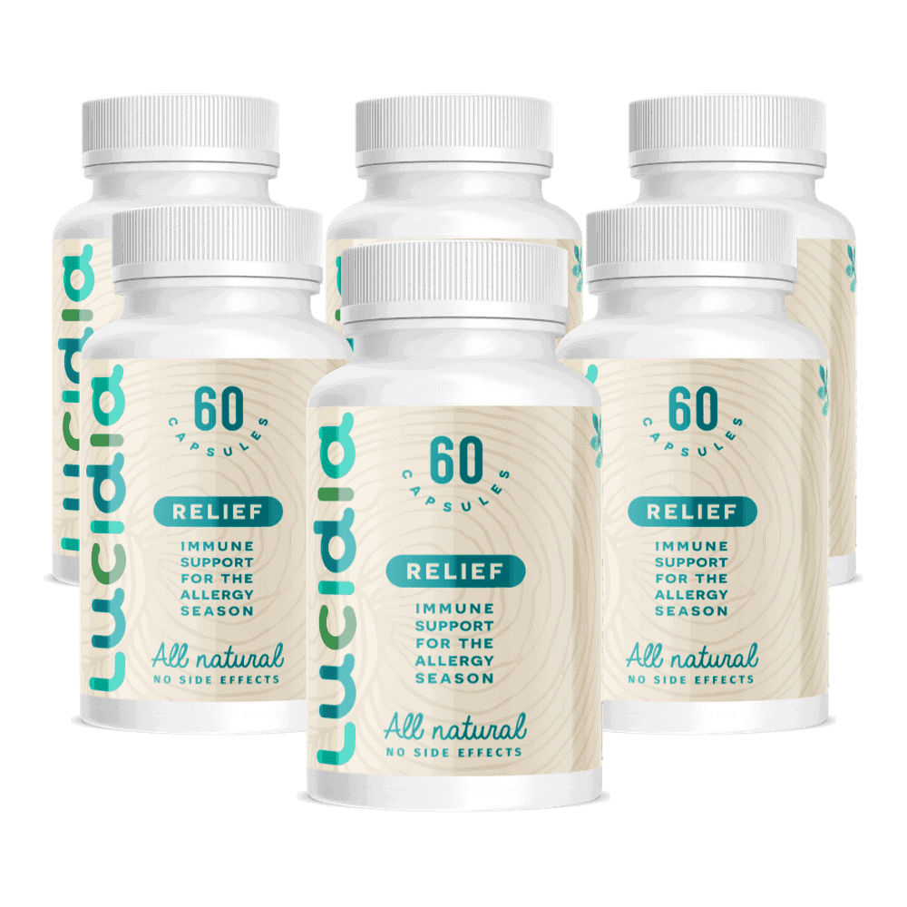 Lucidia 6-pack bundle - six bottles of natural allergy relief with free shipping