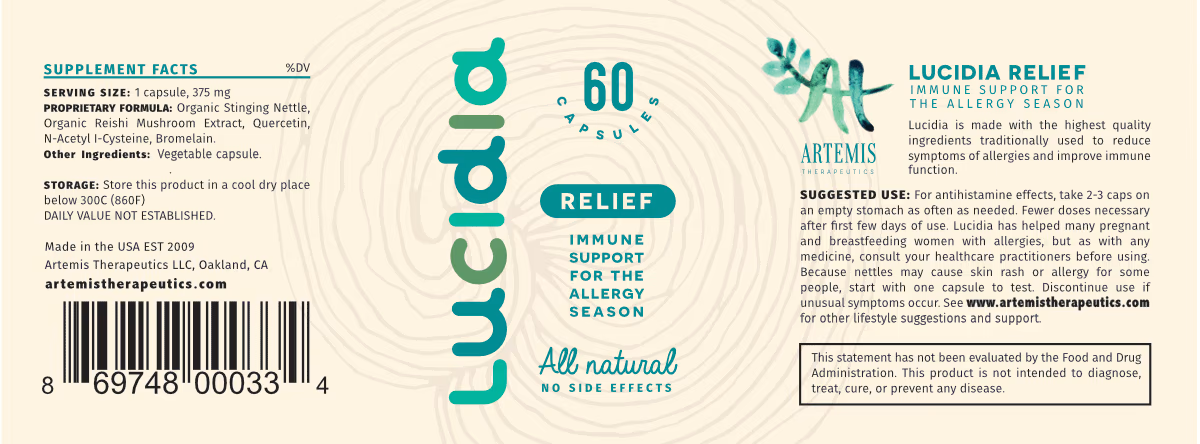 Lucidia Original Formula — full product label with supplement facts, ingredients, and dosage information